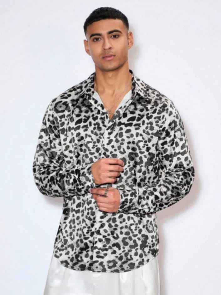 Streak Hawk AFTDRK Men Leotard Print Long Sleeve Satin Shirt